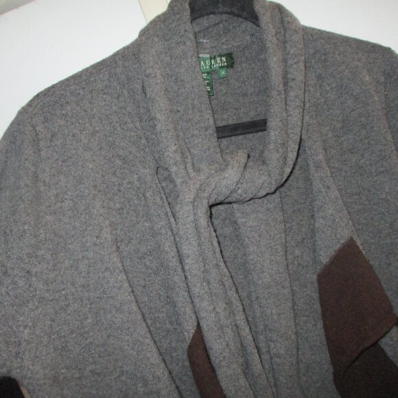 Lauren Ralph Lauren Wool Cashmere Cardigan gray brown m - Picture 3 of 5